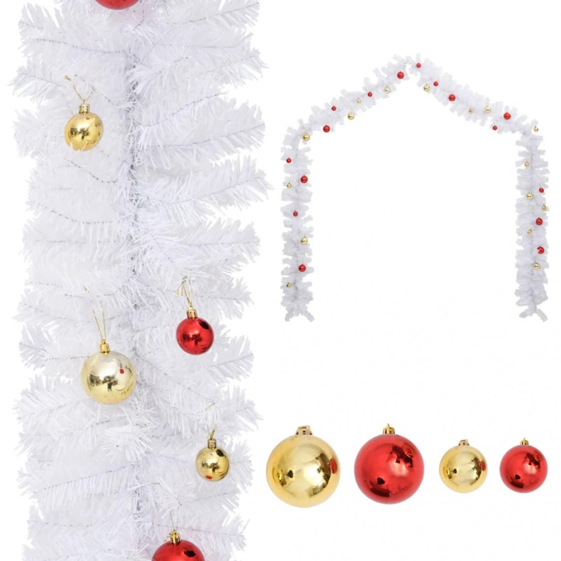 Vidaxl - vidaXL Guirlande de Noël décorée avec boules Blanc 5 m - Décorations de Noël
