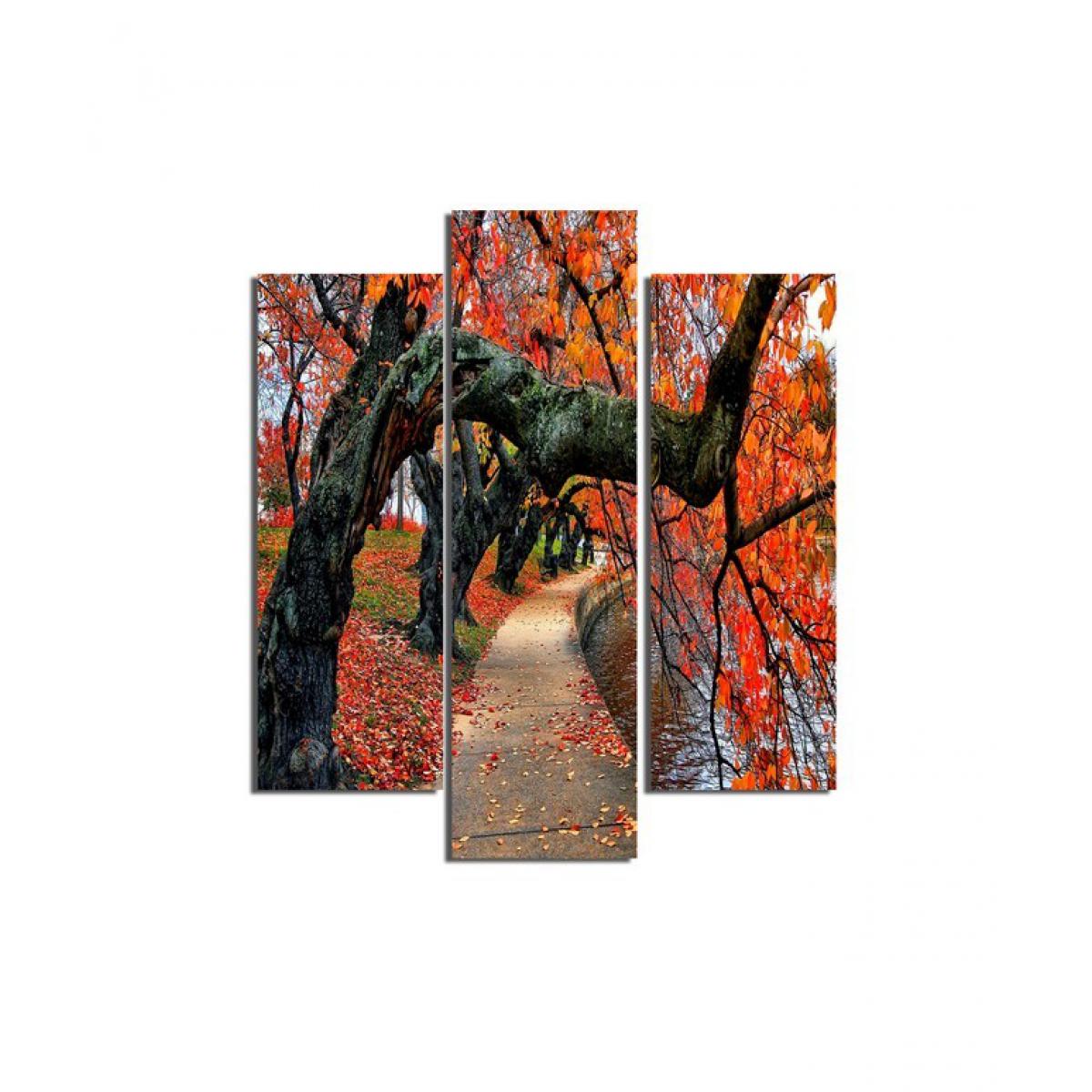 Homemania - HOMEMANIA Tableau Avenue bordée d'arbres - 3 pièces - Nature et paysages - par salon, chambre - Multicouleur en MDF, 57 x 0,3 x 60 cm - Tableaux, peintures
