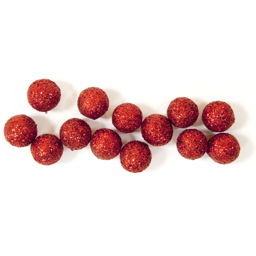 Visiodirect - Sachet de 40 Boules de décoration pailletées coloris Rouge - 12 mm - Décorations de Noël