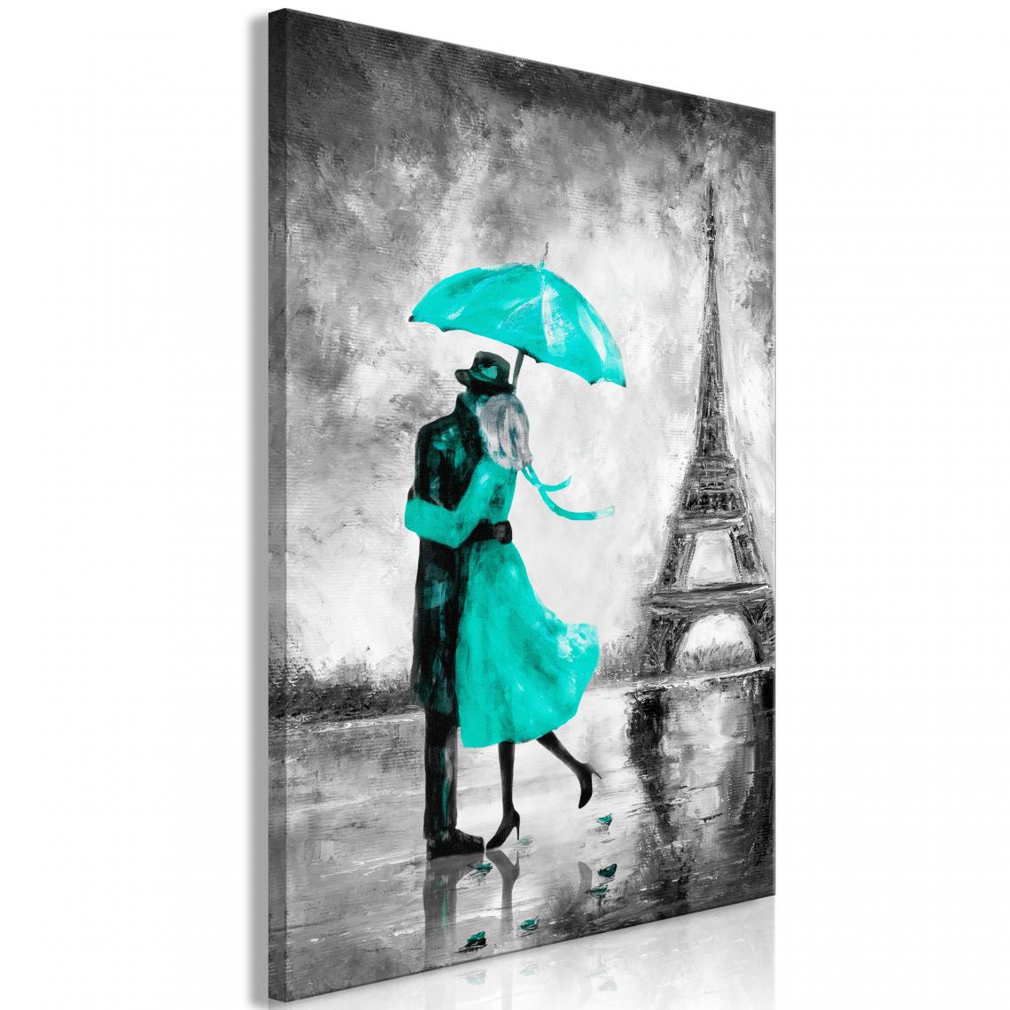 Decoshop26 - Tableau sur toile décoration murale image imprimée cadre en bois à suspendre Brouillard Parisien (1 Partie) Vert Vertical 60x90 cm 11_0008273 - Tableaux, peintures