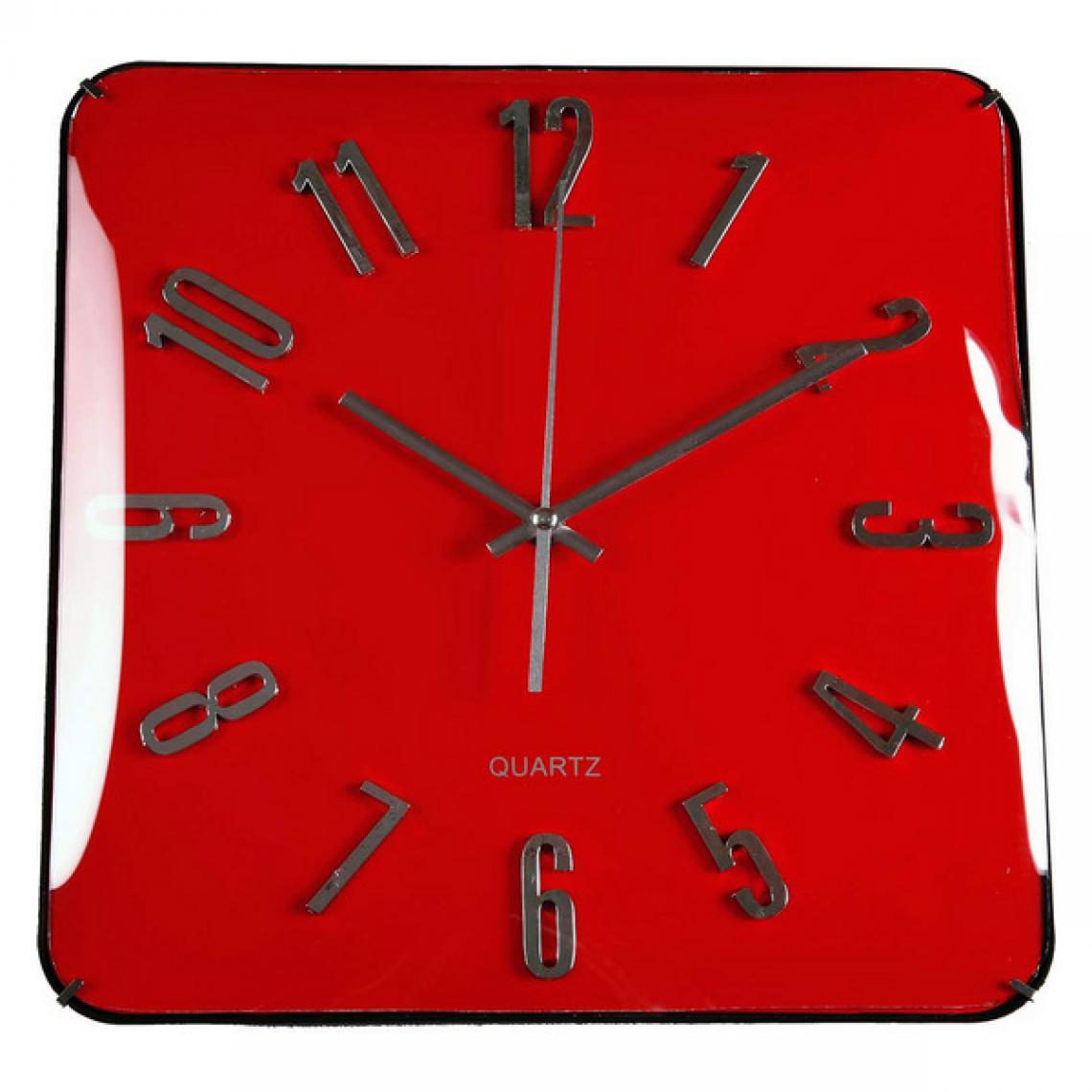 Unknown - Horloge Murale Verre (31 x 5,5 x 31 cm) Rouge - Horloges, pendules