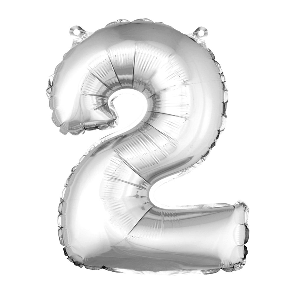Visiodirect - Lot de 12 Ballons unis métallisés en aluminium argent chiffre 2 - H 36 cm - Objets déco