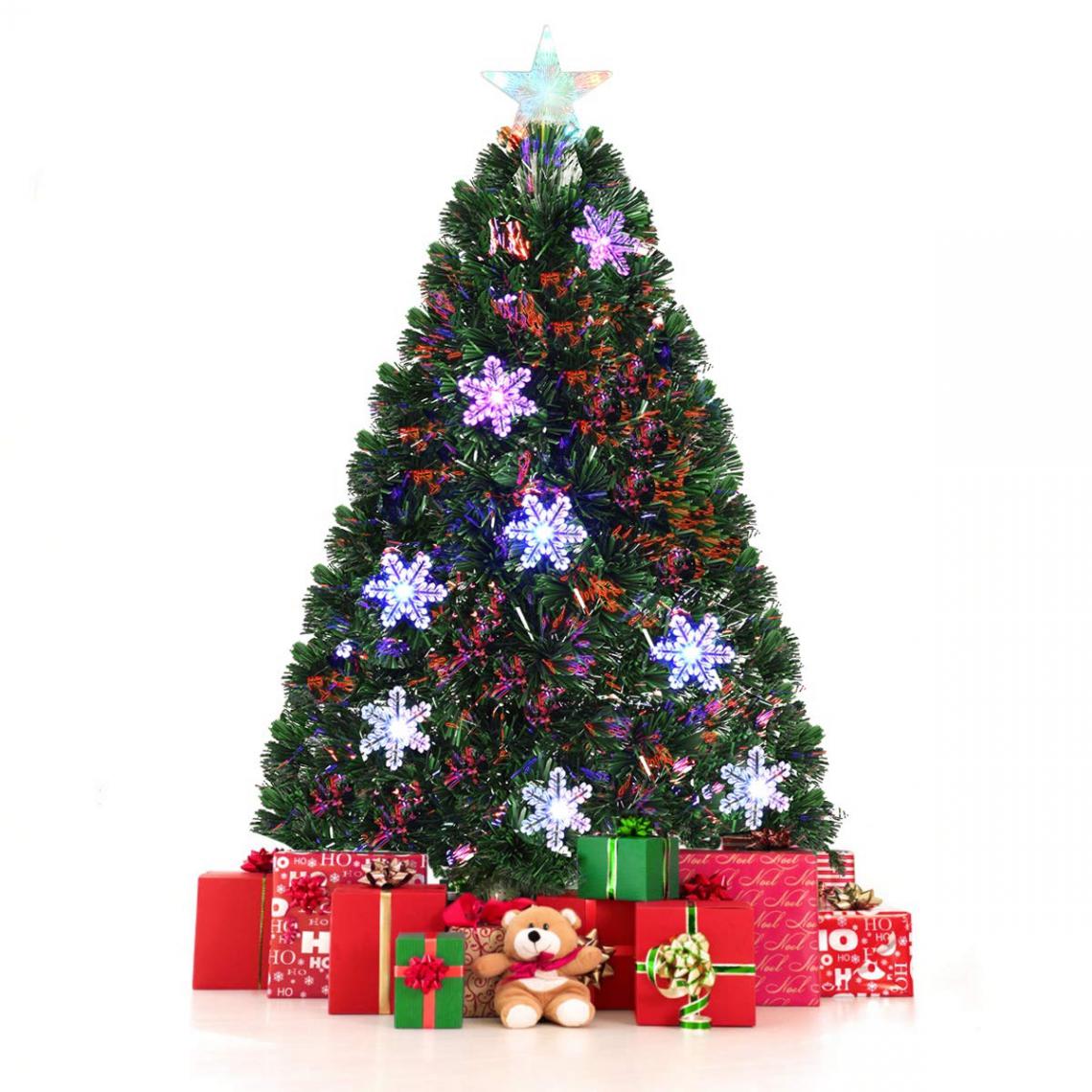 Costway - Sapin de Noël Artificiel avec Lumières LED et Pied Matériau PVC 120 cm - Sapin de Noël