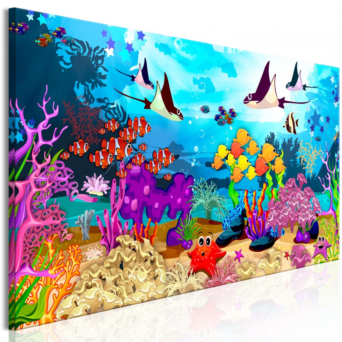 Decoshop26 - Tableau sur toile décoration murale image imprimée cadre en bois à suspendre Amusement sous-marin (1 partie) Étroit 150x50 cm 11_0007674 - Tableaux, peintures