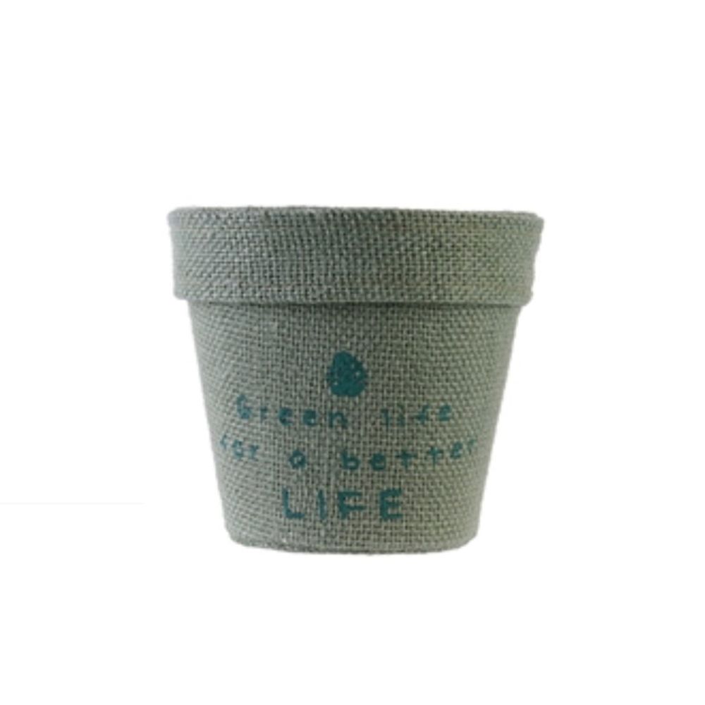 The Home Deco Factory - Cache pot en jute plastifié Little Garden - Diam. 9 cm - Gris - Pots, cache-pots
