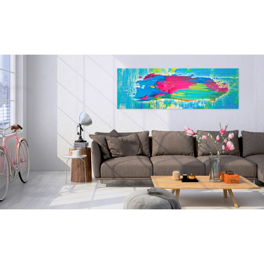 marque generique - 150x50 Tableau Multicolores Abstraction Admirable Blue Island - Tableaux, peintures