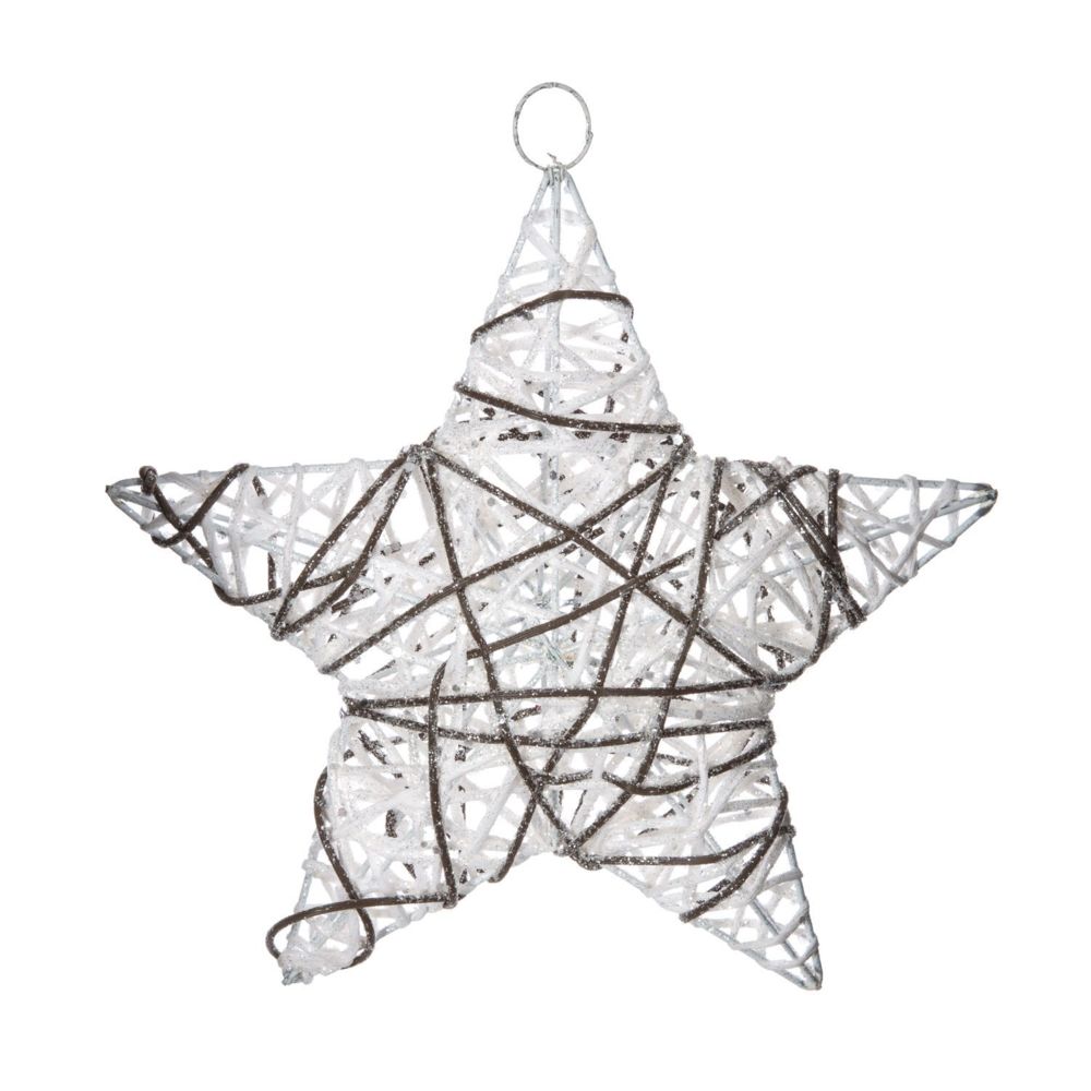 JJA - Etoile de Noël pailletée à suspendre - Diam. 30 cm - Blanc - Décorations de Noël