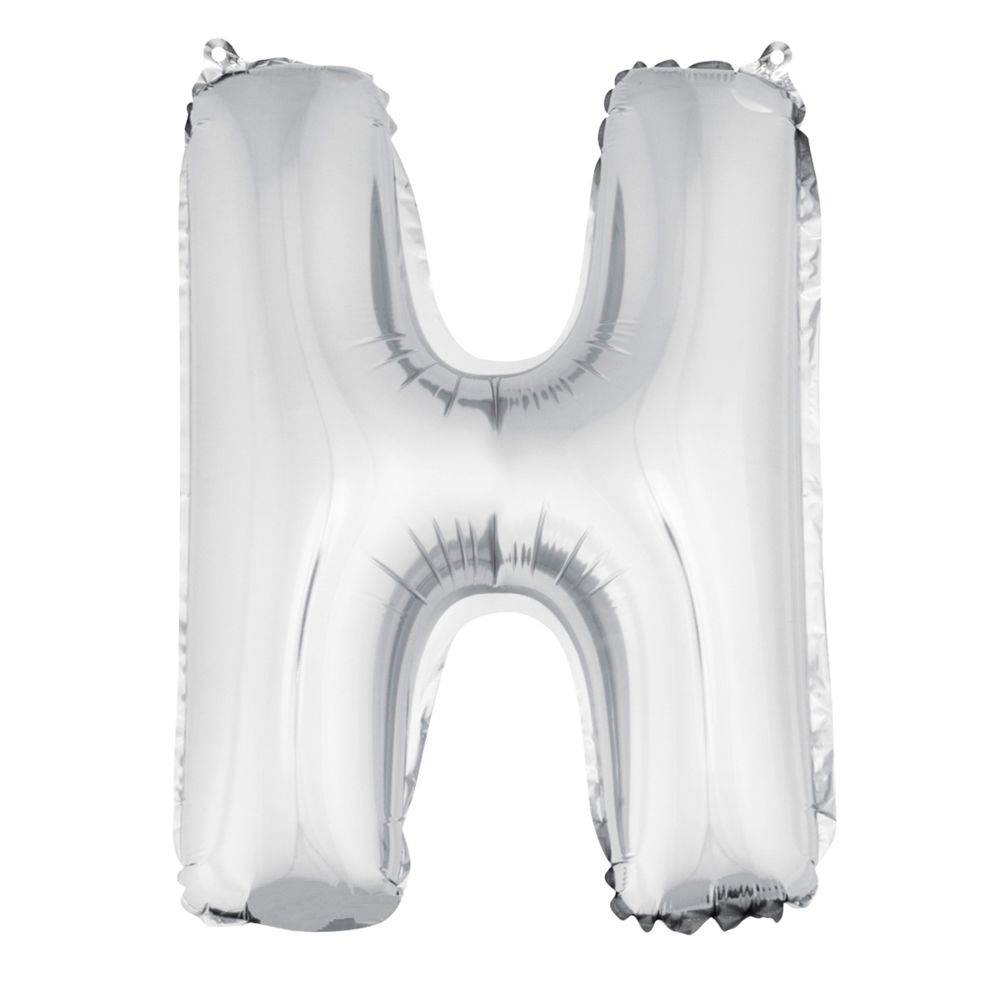 Visiodirect - Lot de 12 Ballons unis métallisés en aluminium argent lettre H - H 36 cm - Objets déco