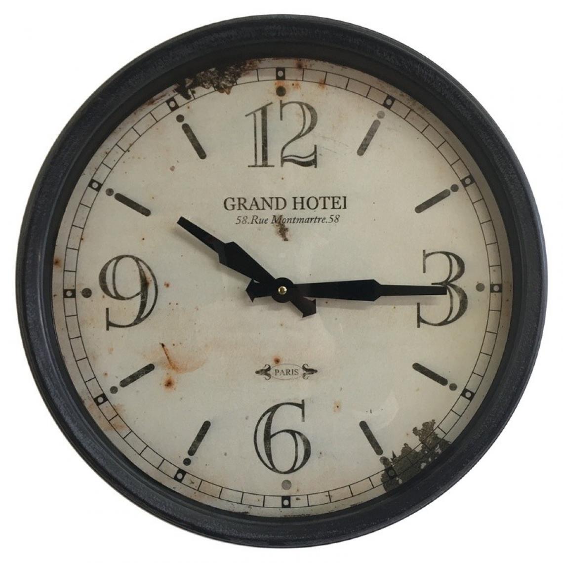 Chemin De Campagne - Horloge de Gare Murale Industrielle Ronde Fer Verre ø46 cm x 8 cm - Horloges, pendules
