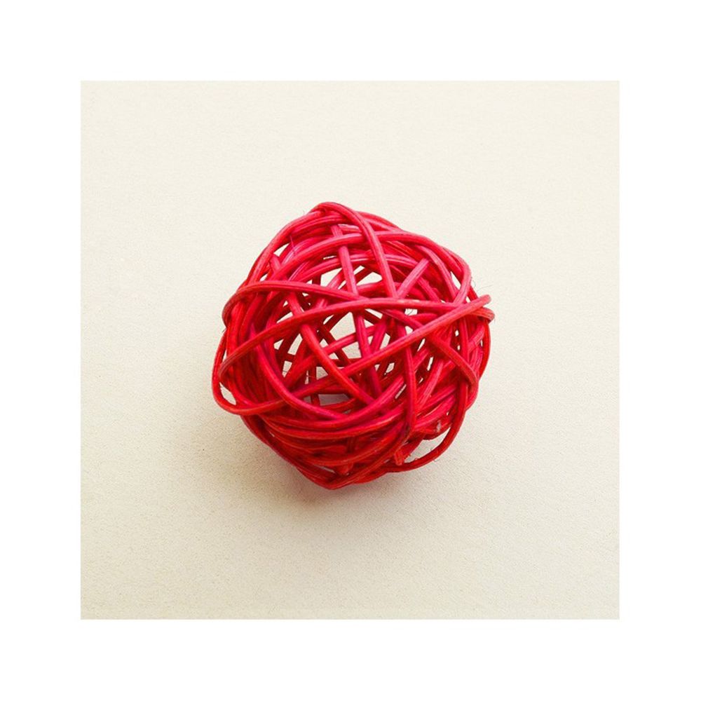 Visiodirect - Lot de 60 Boules décor en osier coloris Rouge - Diam : 3,5 cm - Objets déco