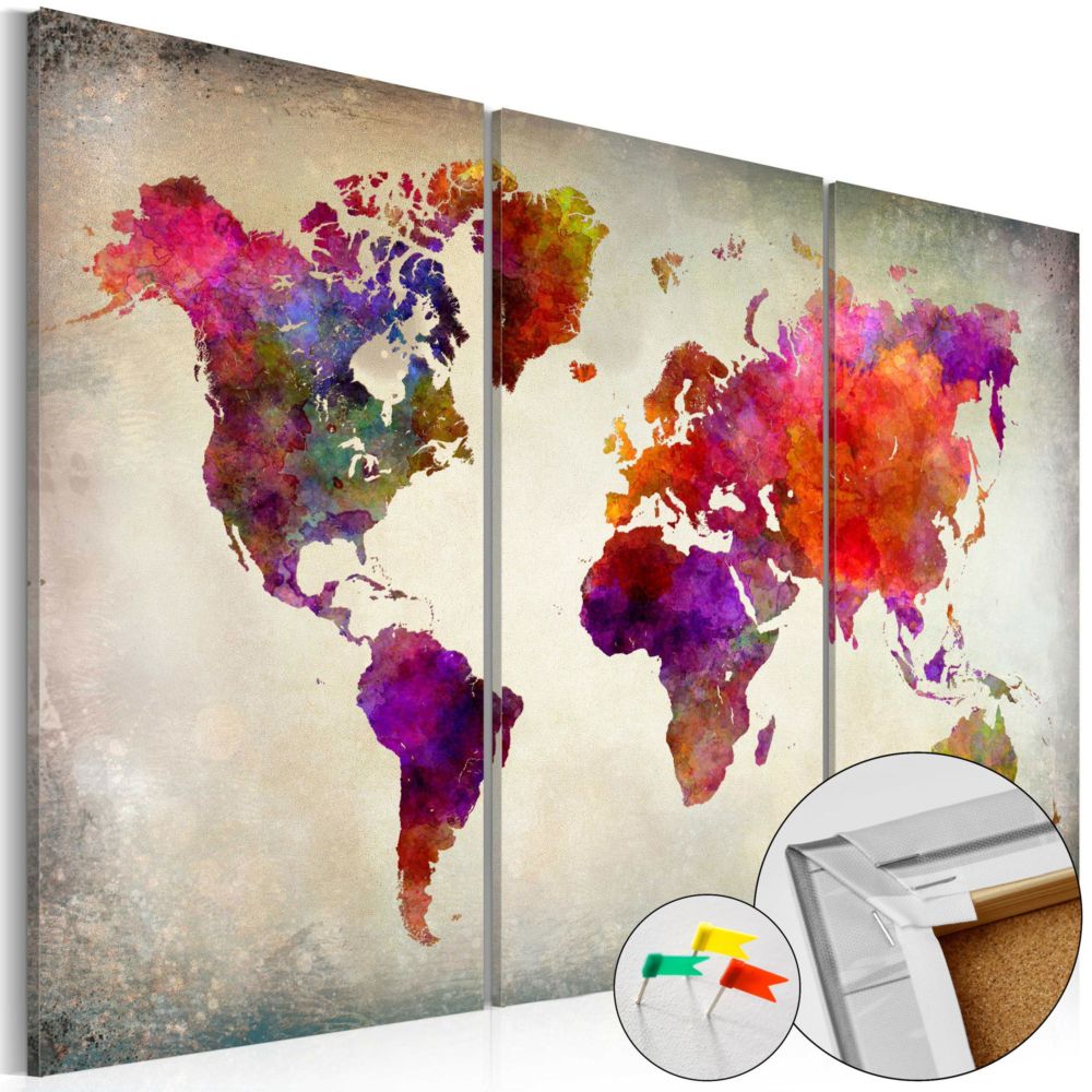 Artgeist - Tableau en liège - Mosaic of Colours [Cork Map] 120x80 - Tableaux, peintures