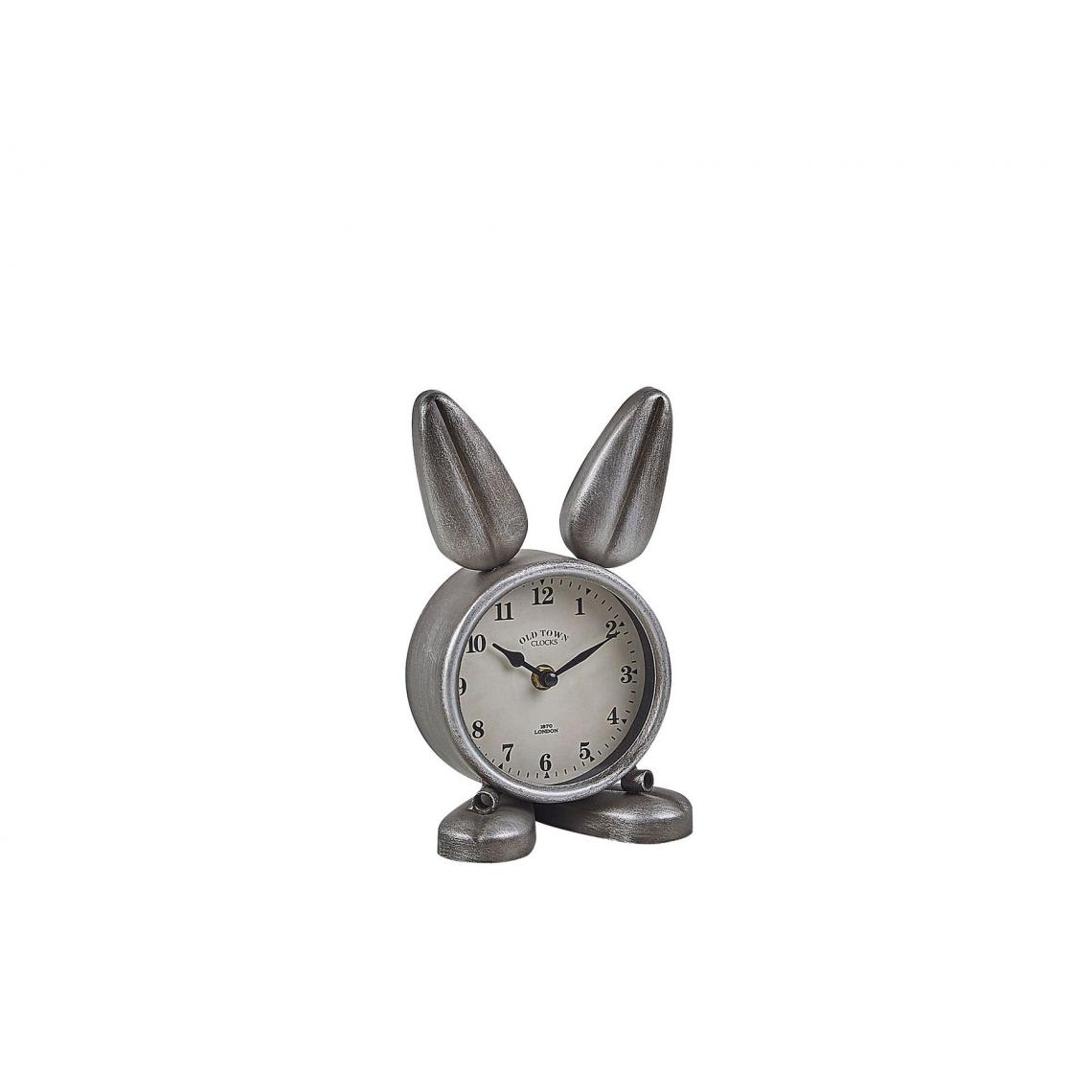 Beliani - Horloge de table lapin argenté 24 cm THUSIS - Horloges, pendules