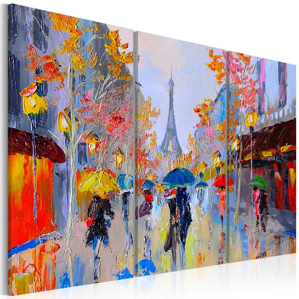 Bimago - Tableau peint à la main - Rainy Paris - Décoration, image, art | Paysages | Ville et village | - Tableaux, peintures