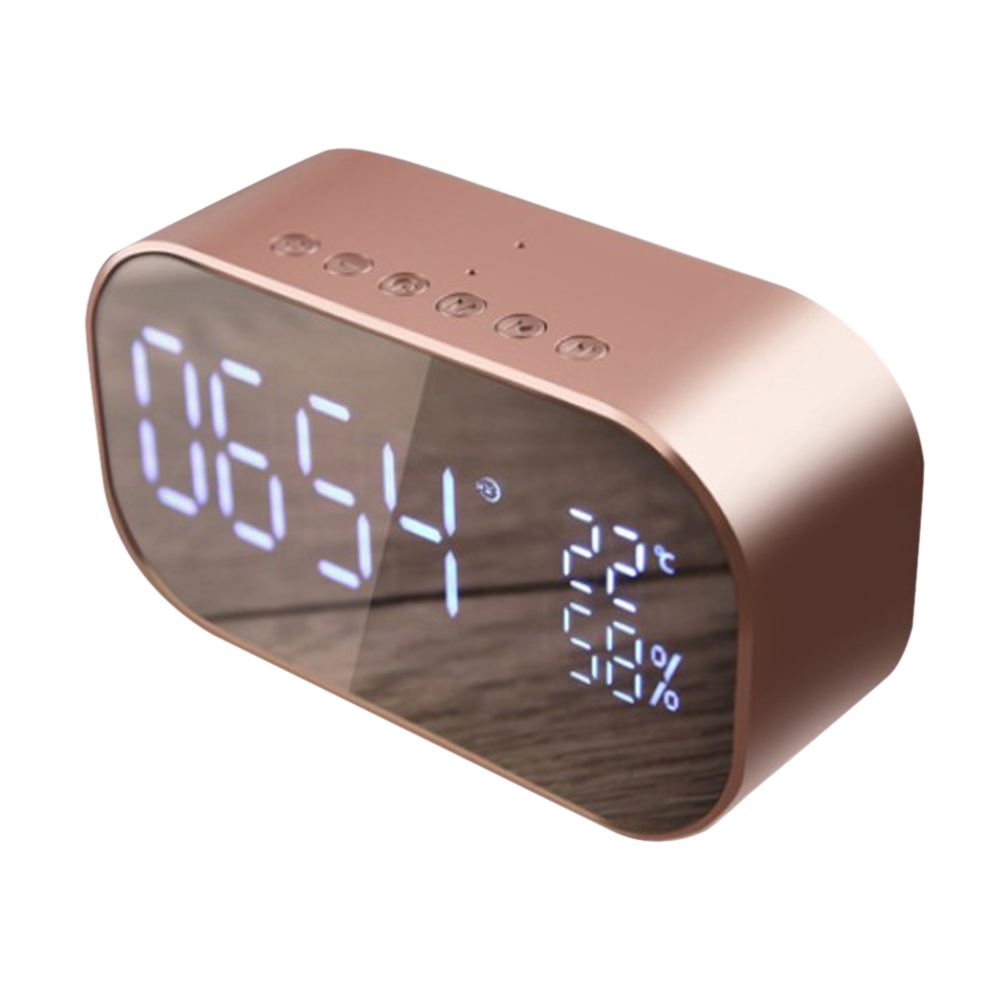 marque generique - Haut-parleur audio stéréo de réveil Bluetooth avec miroir sans fil à LED en or rose - Réveil