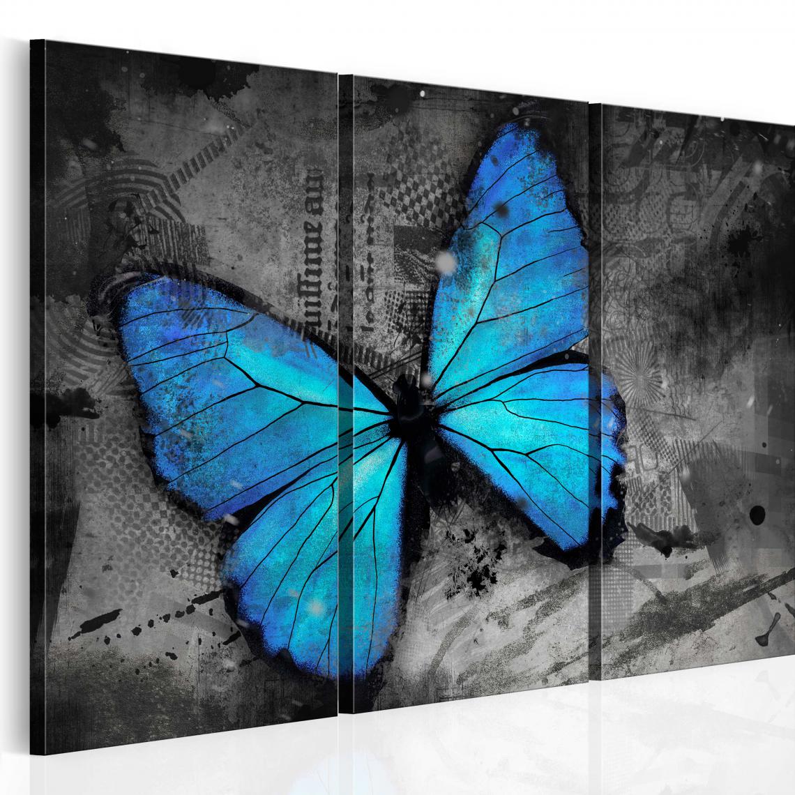 Decoshop26 - Tableau sur toile en 3 panneaux décoration murale image imprimée cadre en bois à suspendre Etude d'un papillon - triptyque 60x40 cm 11_0003059 - Tableaux, peintures