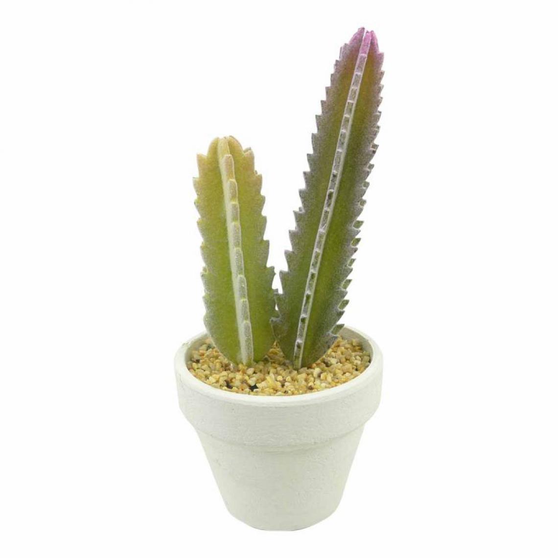 Paris Prix - Plante Artificielle en Pot 1 Tige Cactus 22cm Blanc - Plantes et fleurs artificielles