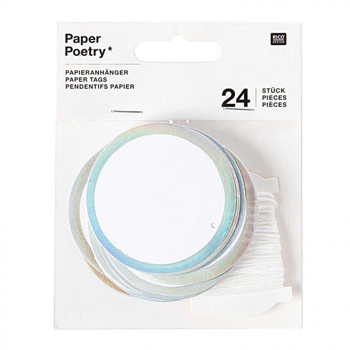 Rico - 24 étiquettes à suspendre papier ronds - Objets déco