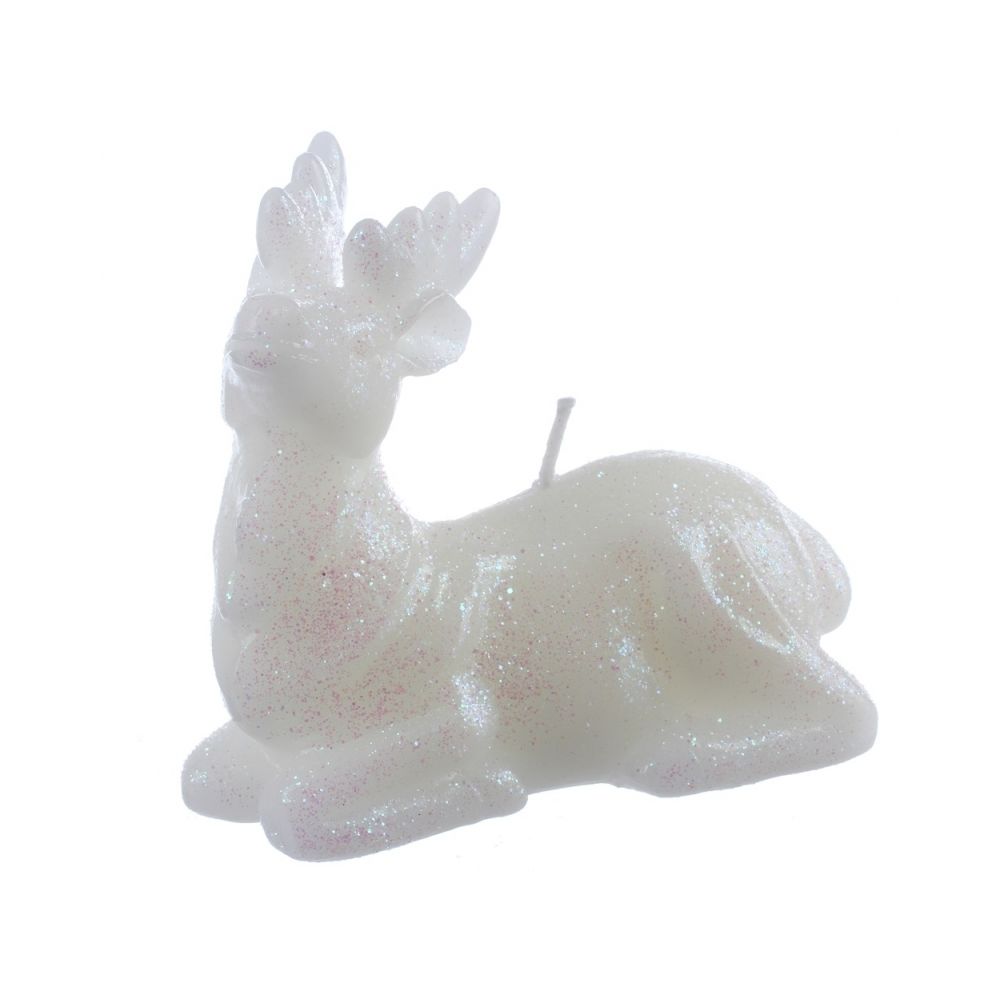 marque generique - Bougie pailletée blanche en forme de renne - Grand modèle - Décoration de Noël - Bougies