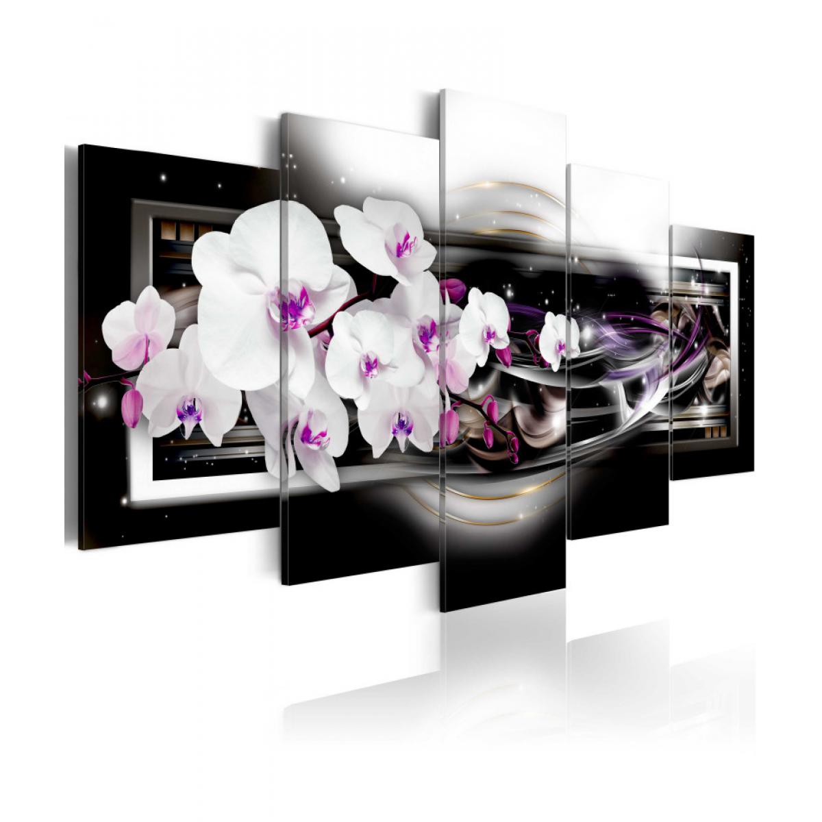 Artgeist - Tableau - Orchids on a black background 100x50 - Tableaux, peintures