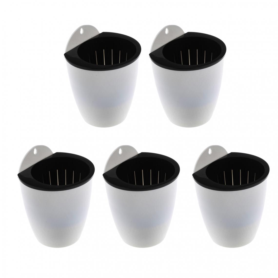 marque generique - Jardinière de Pot de Fleurs à Suspension Automatique En Plastique Blanc Robuste, 5 Pièces - Pots, cache-pots