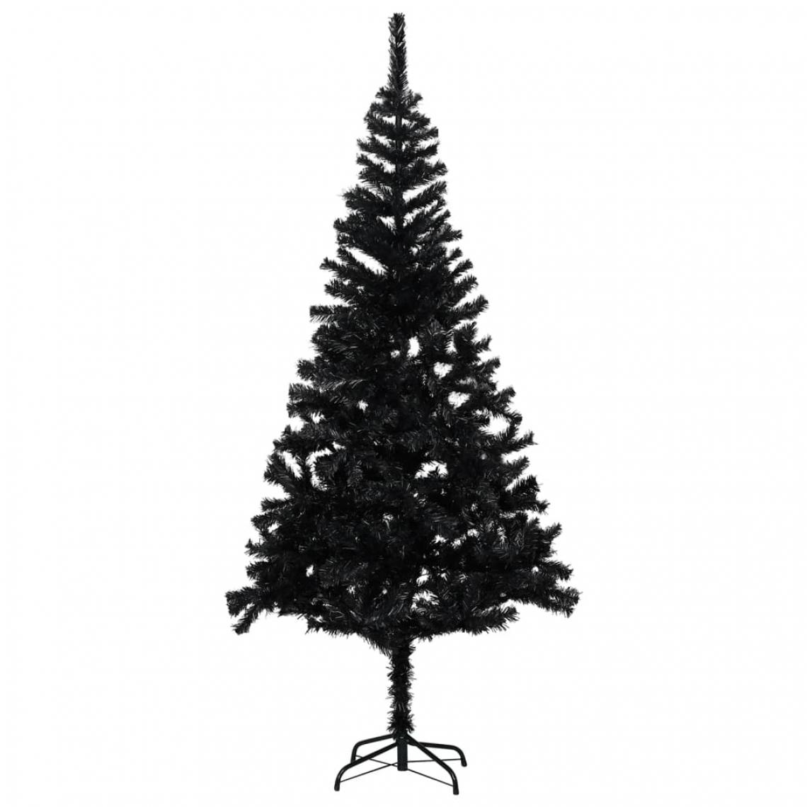 Wottes - Sapin de Noël artificiel avec support Noir 240 cm PVC - Sapin de Noël