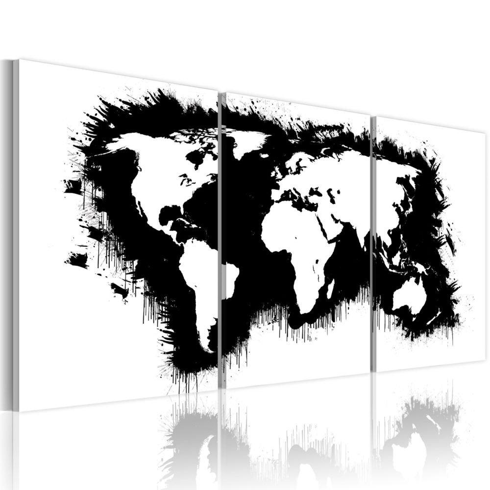 Artgeist - Tableau - Carte du monde en noir et blanc 120x60 - Tableaux, peintures