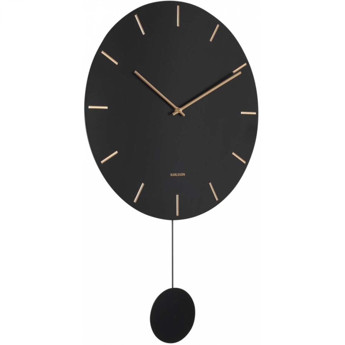 Karlsson - Horloge ronde en acier Impressive 47 cm noir et doré - Horloges, pendules