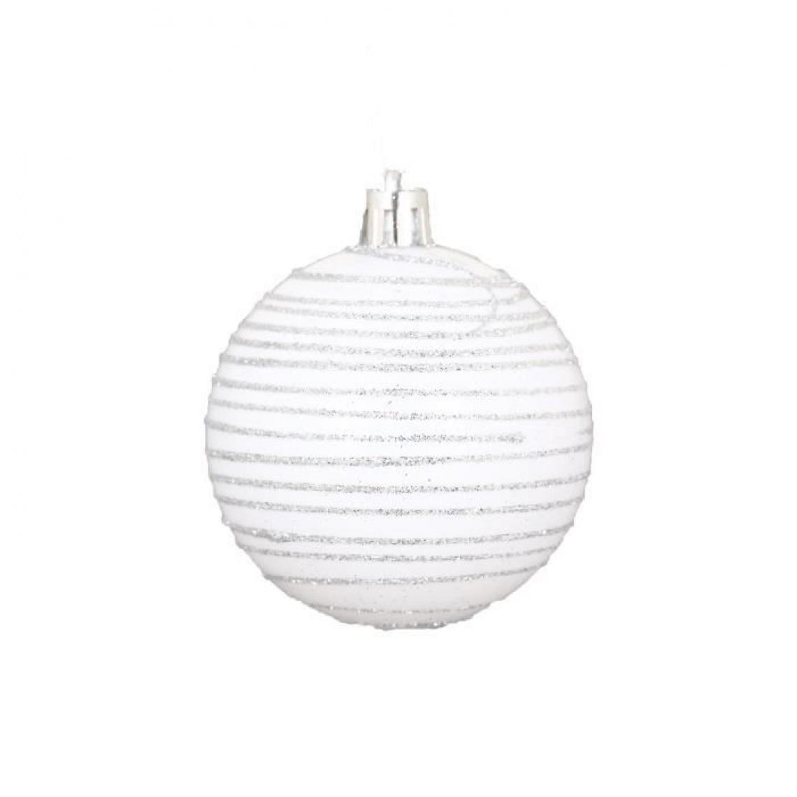 Cstore - AUTOUR DE MINUIT - set de 6 boules décorées finition brillante - ø6 cm - blanc - Décorations de Noël