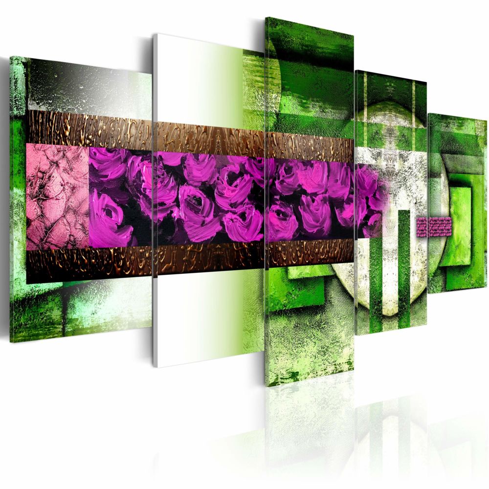 Bimago - Tableau | Jardin abstrait | 200x100 | XXL | Fleurs | - Tableaux, peintures