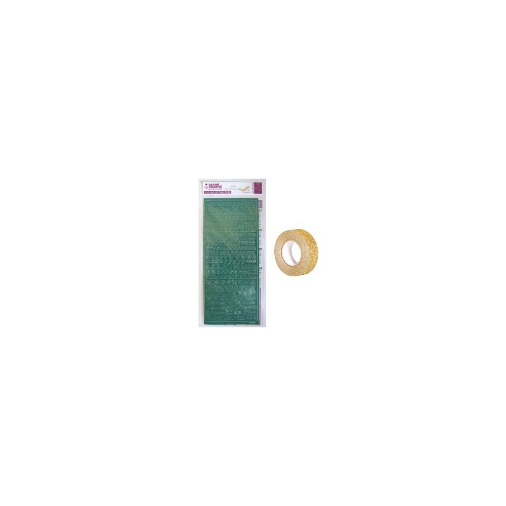 marque generique - Stickers Alphabet vert 10,5 x 23,2 cm + masking tape doré à paillettes 5 m - Décorations de Noël