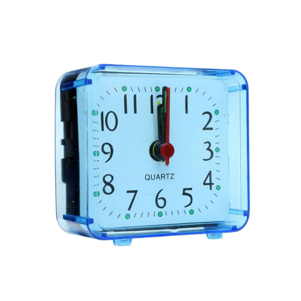Wewoo - Horloge murale Carré Réveil Transparent Etui Compact Numérique Mini Chambre À Coucher Bureau De Chevet Électronique Bleu - Horloges, pendules