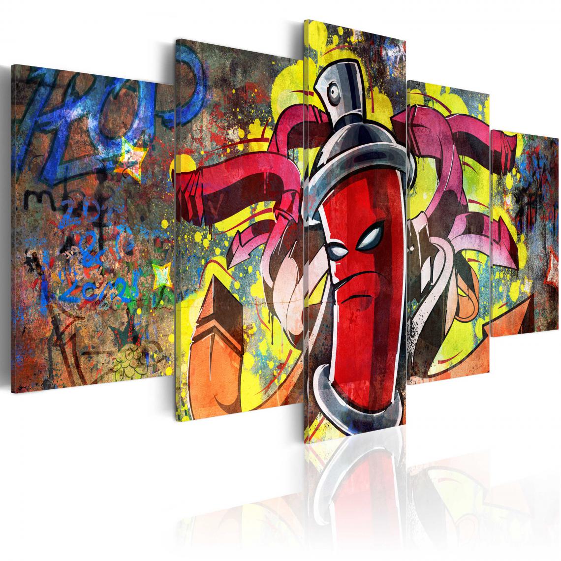 Decoshop26 - Tableau sur toile en 5 panneaux décoration murale image imprimée cadre en bois à suspendre Bombe aérosol en colère 200x100 cm 11_0003328 - Tableaux, peintures