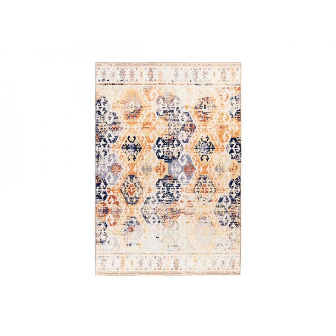 Bobochic - BOBOCHIC Tapis poil court rectangulaire EMERA motif oriental Beige 80x150 - Tapis