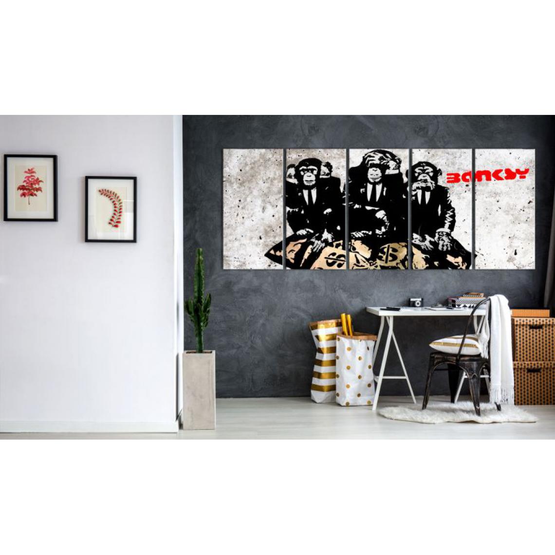 Artgeist - Tableau - Banksy: Three Monkeys .Taille : 225x90 - Tableaux, peintures