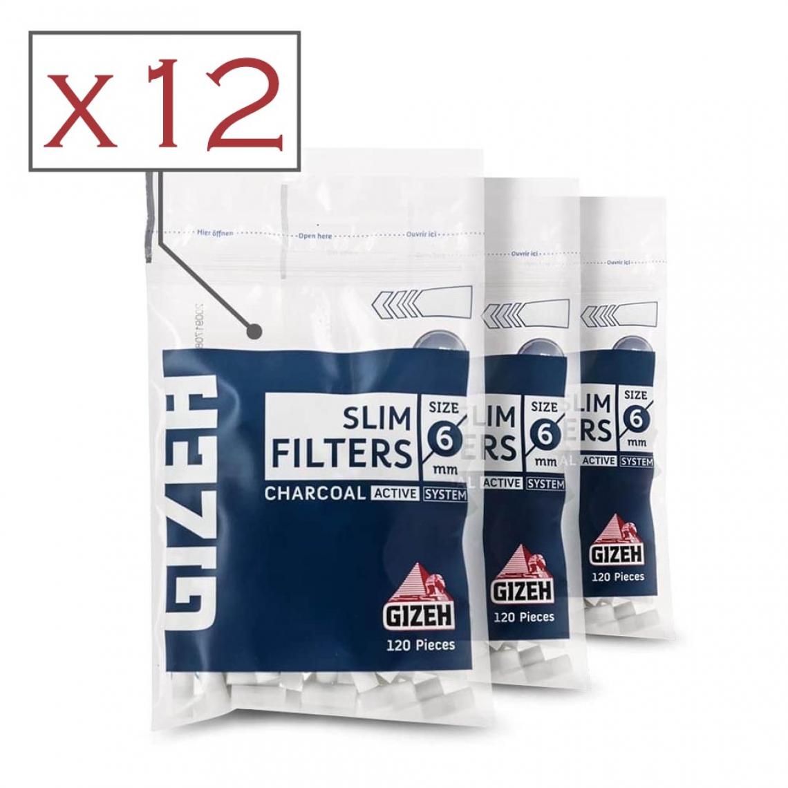 Gizeh Tubes Et Filtres - Pack de 12 sachets de filtres à cigarette Gizeh Slim Charbons Actifs 6 mm - Cendriers