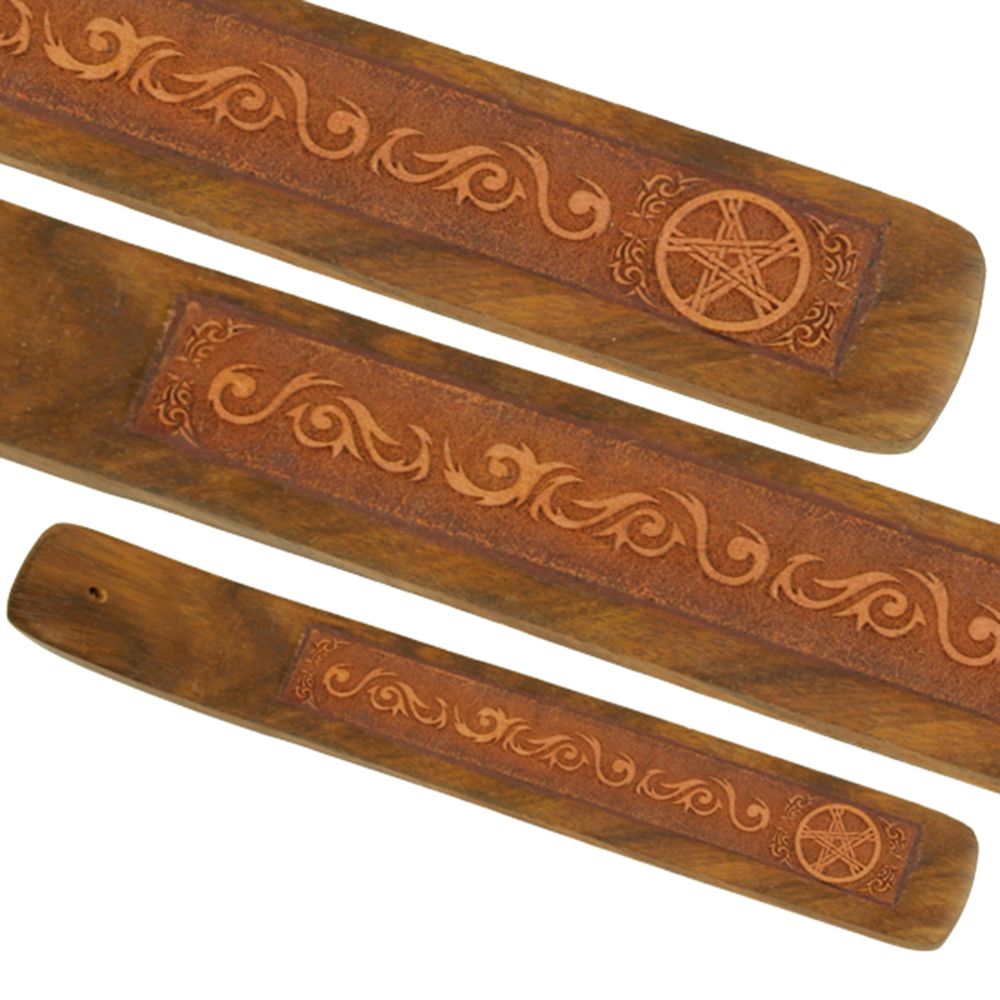 Phoenix - Porte bâton d'encens en bois motif Pentacle - Bougies
