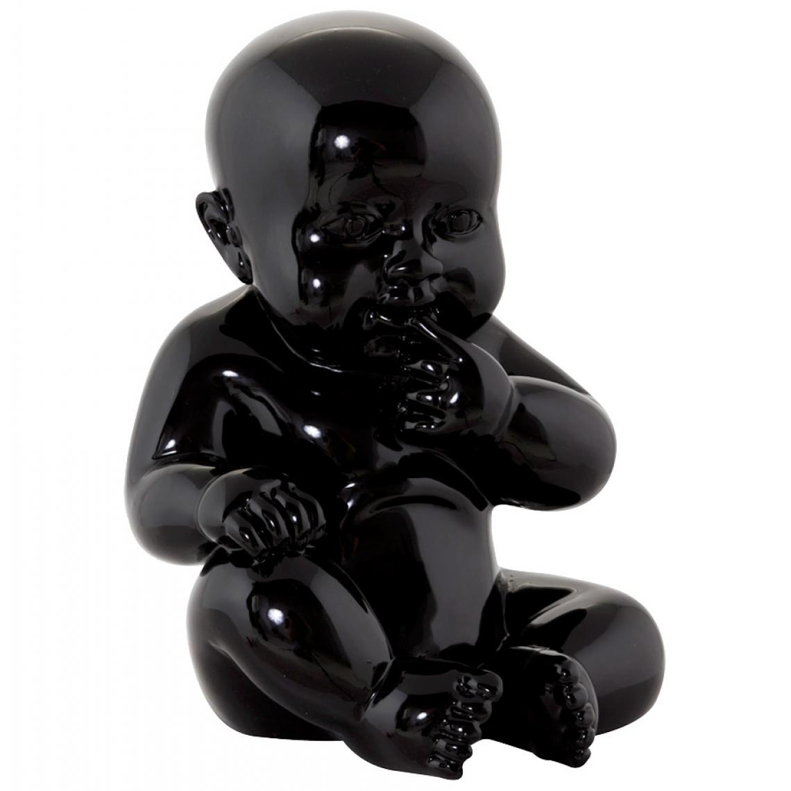 Alterego - Statue déco 'BABY' bébé assis en polyrésine noire - Statues