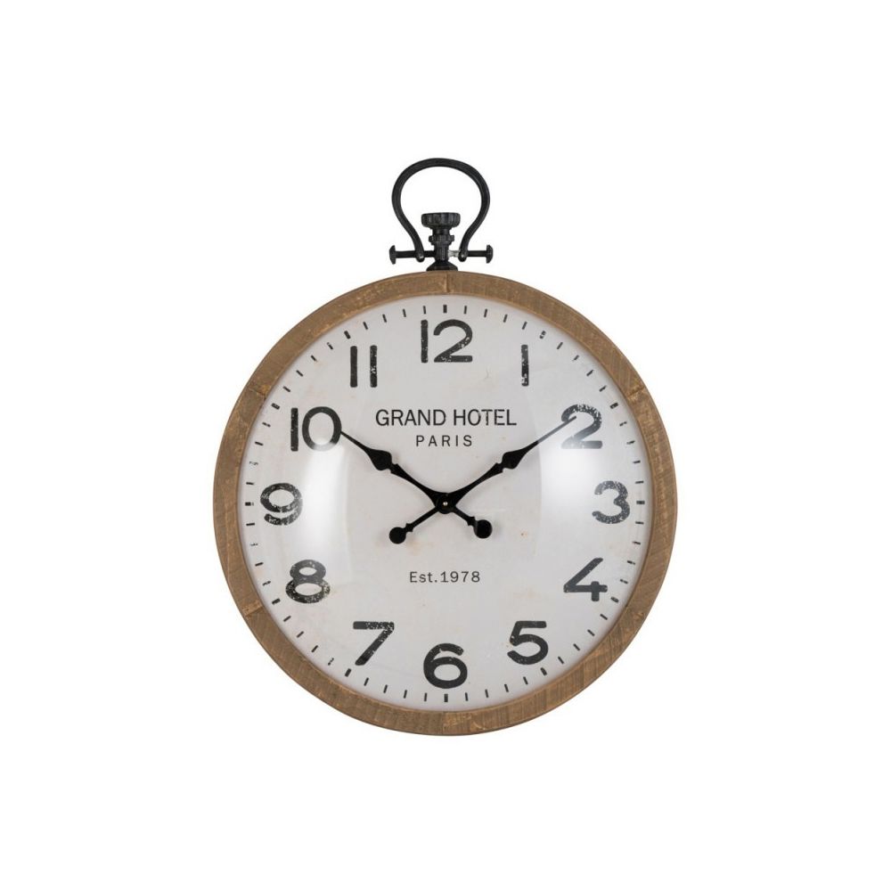 Paris Prix - Horloge Murale Vintage ""Hotel"" 92cm Naturel - Horloges, pendules