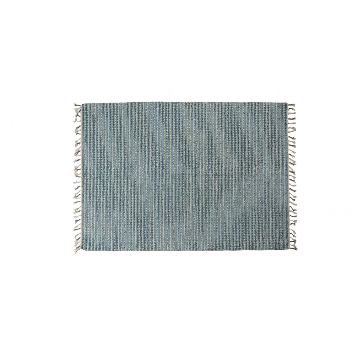Alter - Tapis moderne Atlanta, style kilim, 100% coton, bleu clair, 110x60cm - Tapis