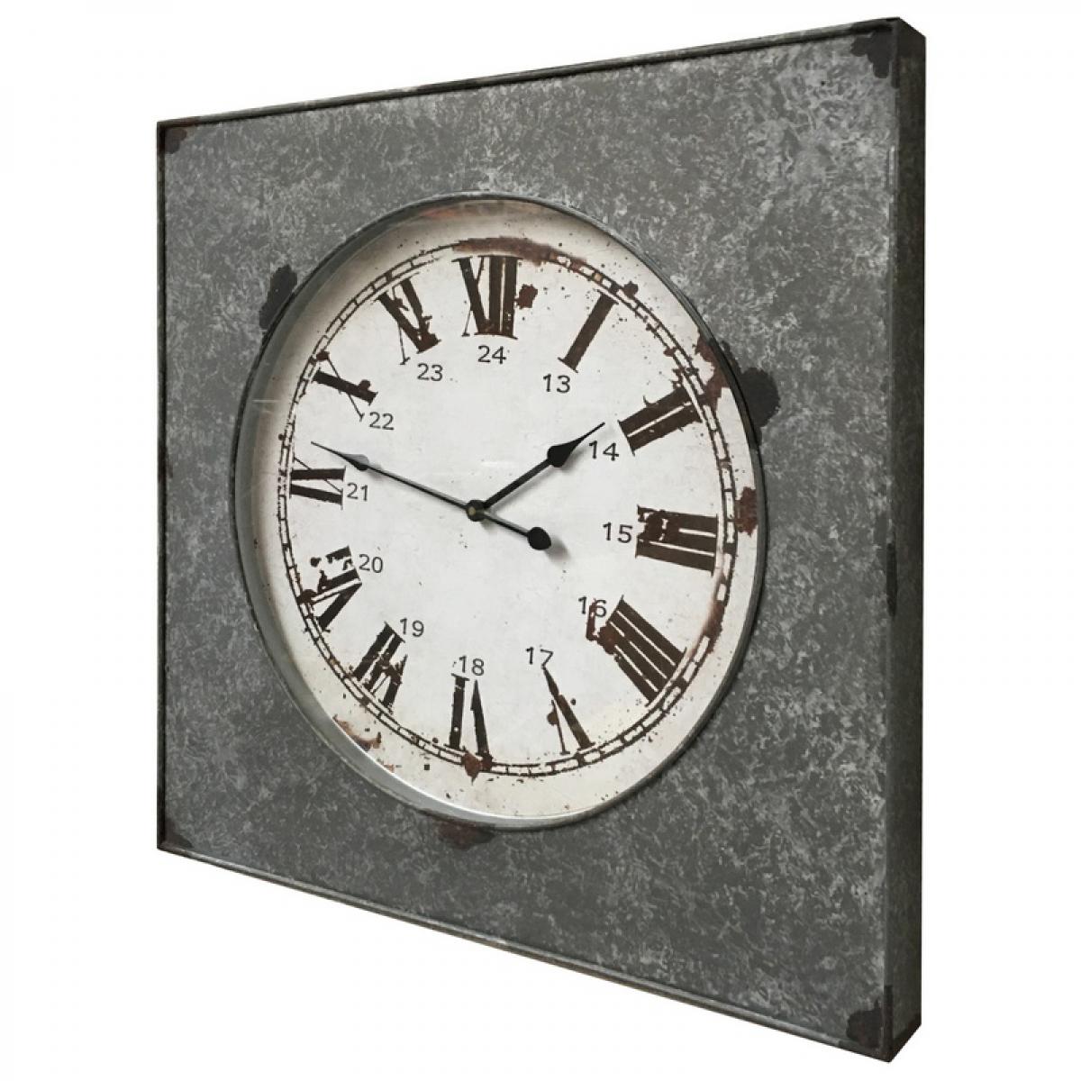 L'Originale Deco - Grande Horloge Industriel Carrée Fer Métal 62 cm x 62 cm - Horloges, pendules