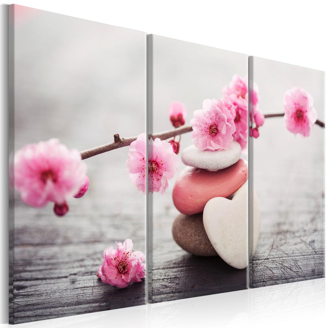 Decoshop26 - Tableau sur toile en 3 panneaux décoration murale image imprimée cadre en bois à suspendre Zen : Fleurs de cerisier II 120x80 cm 11_0009133 - Tableaux, peintures