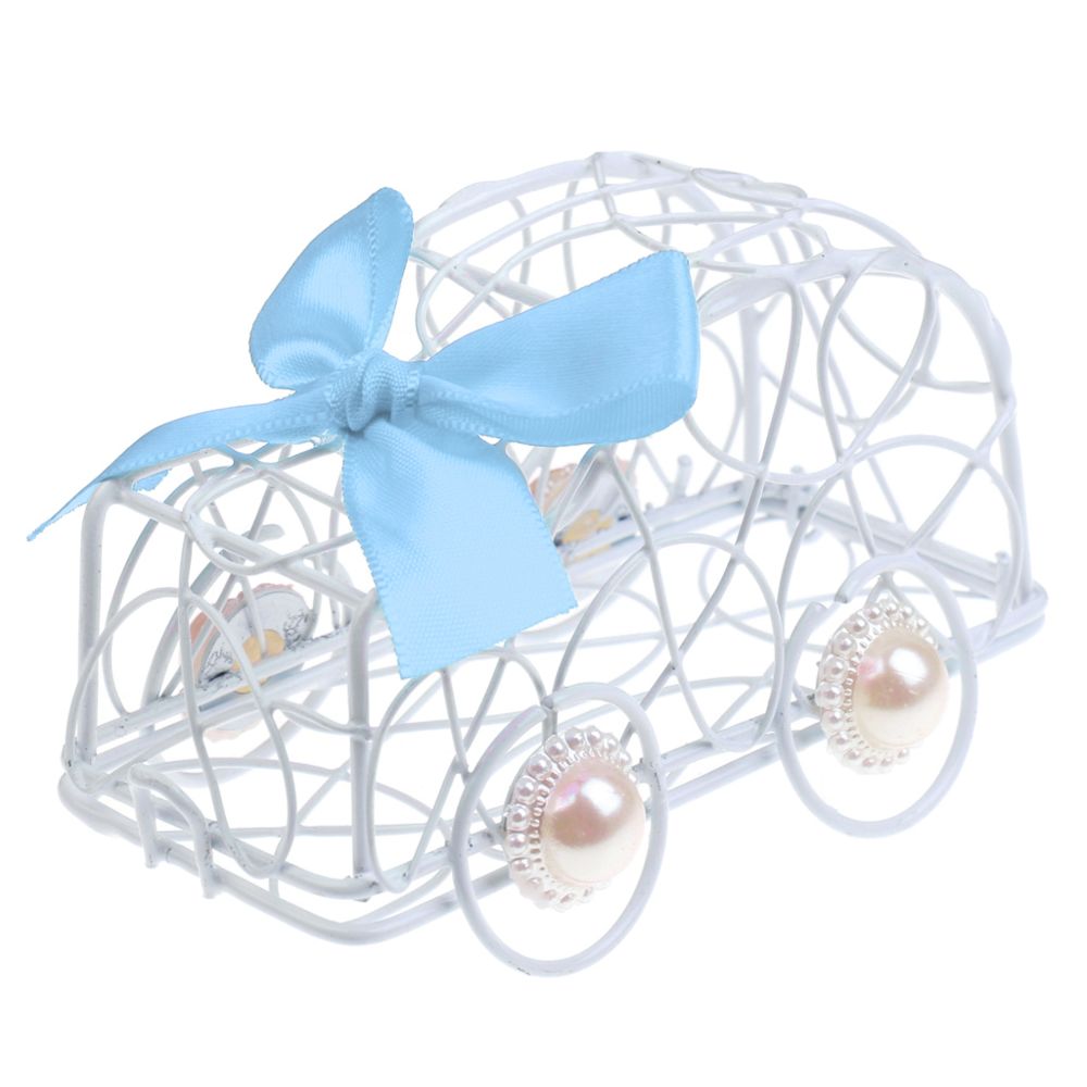 marque generique - Voiture de mariage Bow Métal Candy Boîte à cadeaux en chocolat Décoration d'anniversaire Décor Bleu - Objets déco