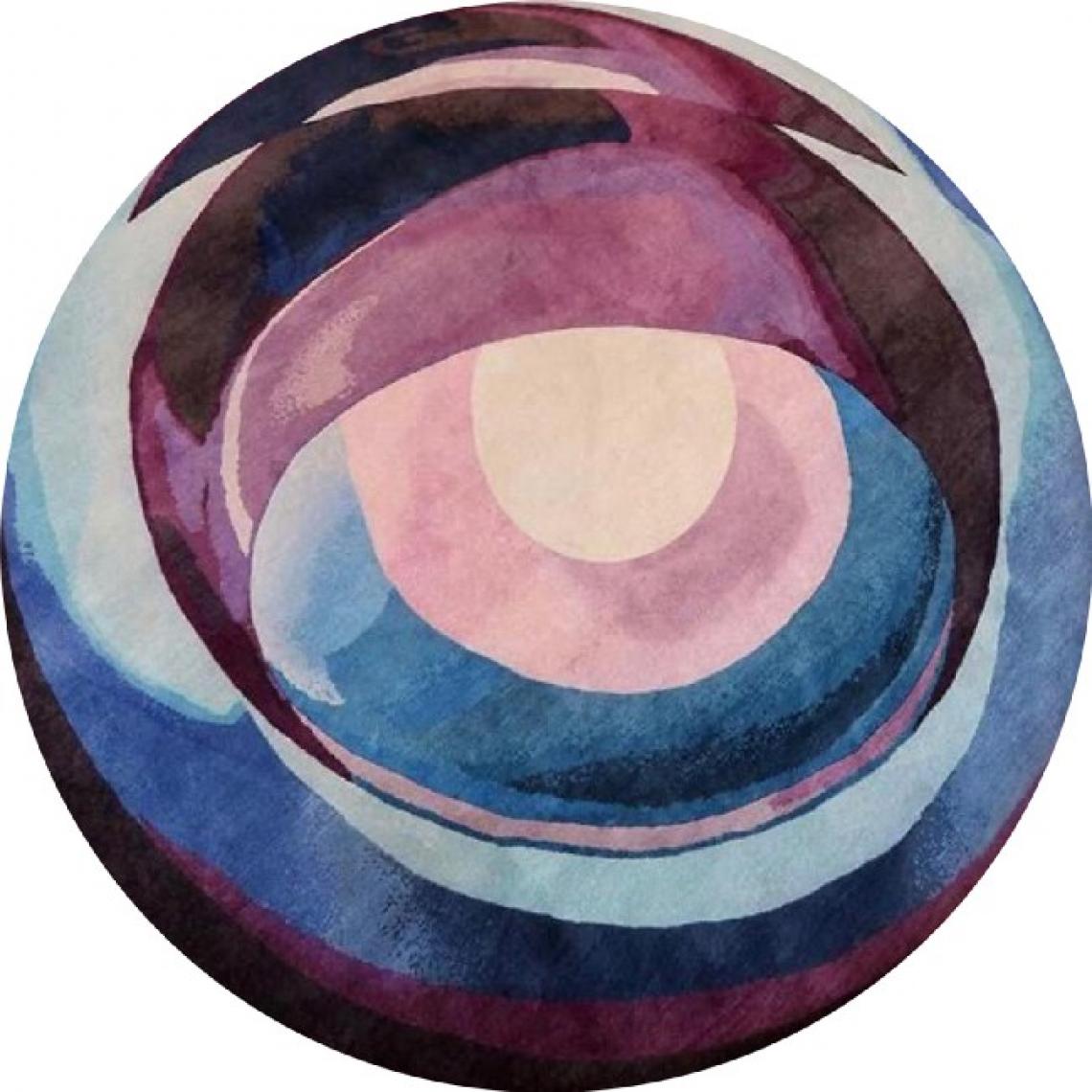 Homemania - HOMEMANIA Tapis rond Circle in the Circle - Bleu, Rose - 100 x 100 cm - Tapis