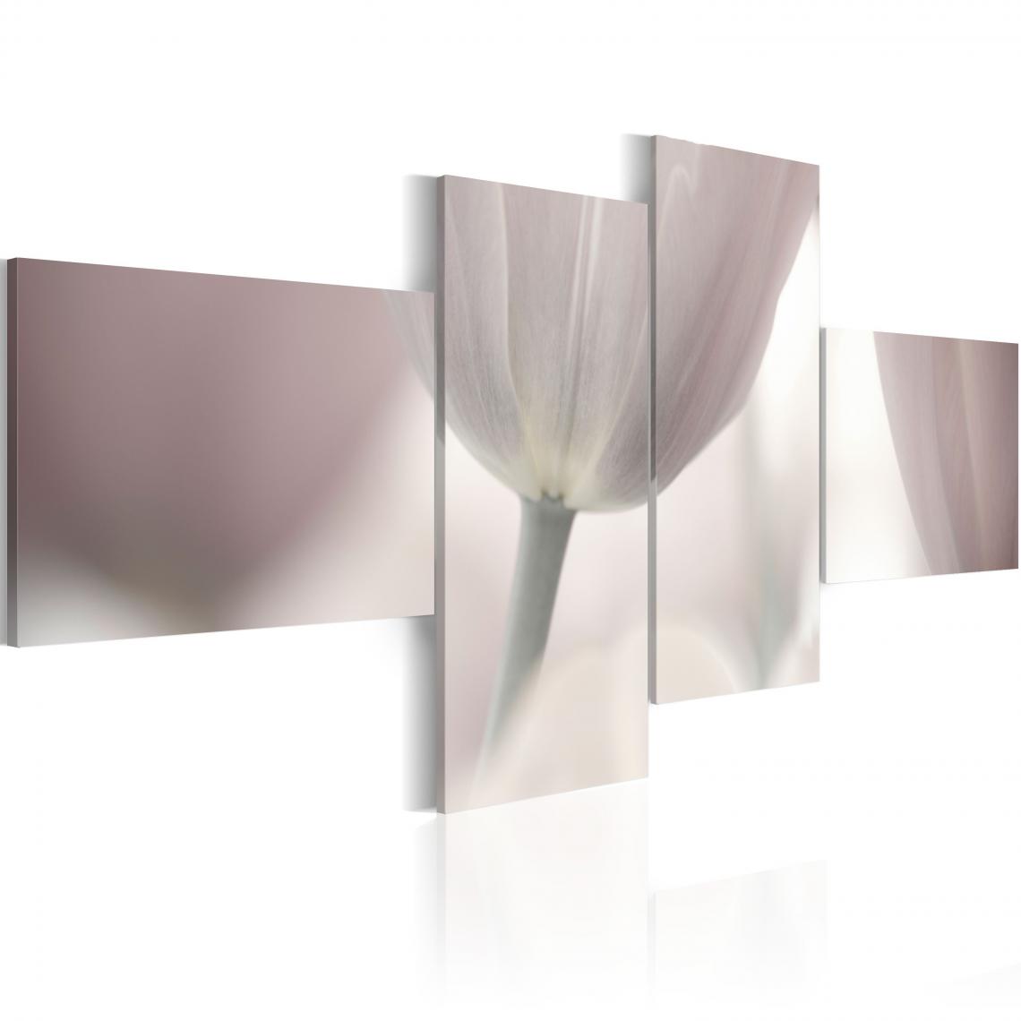 Decoshop26 - Tableau sur toile en 4 panneaux décoration murale image imprimée cadre en bois à suspendre Tulipe en pastels 200x90 cm 11_0009395 - Tableaux, peintures