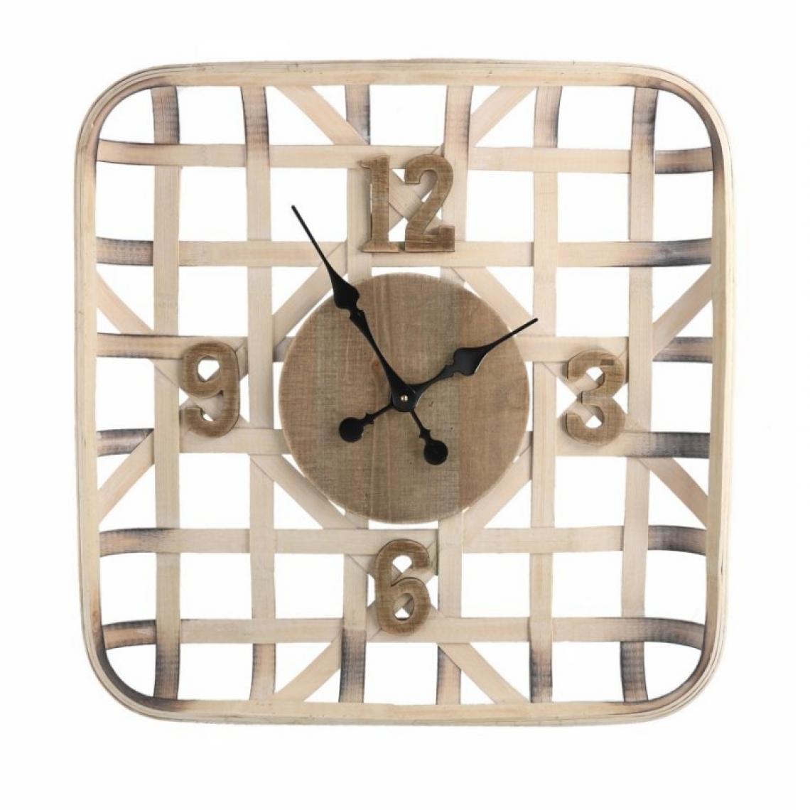 Webmarketpoint - Horloge murale en bois naturel carré cm 60,5 x 60,5 x 9 - Horloges, pendules