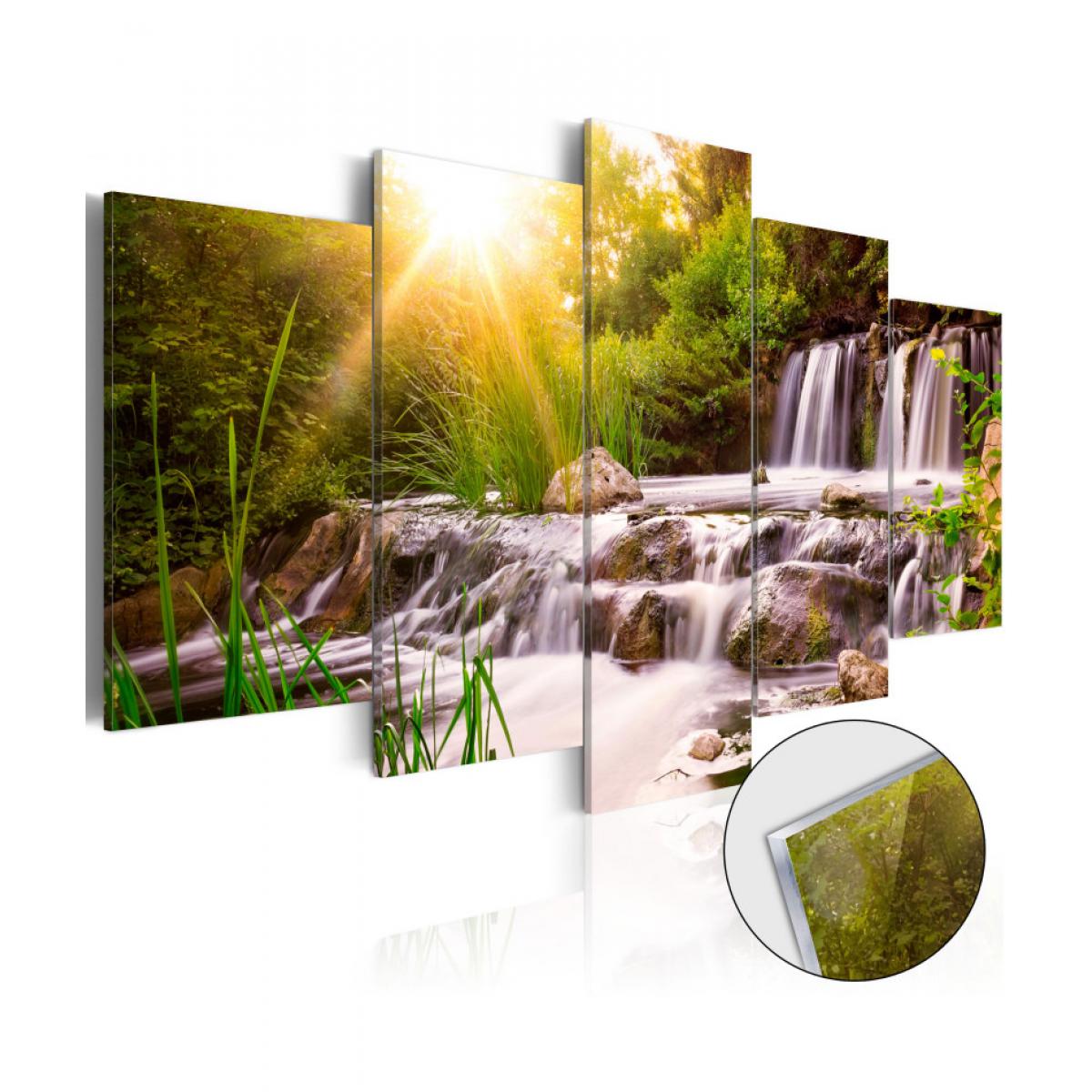 Artgeist - Tableau sur verre acrylique - Forest Waterfall [Glass] 200x100 - Tableaux, peintures