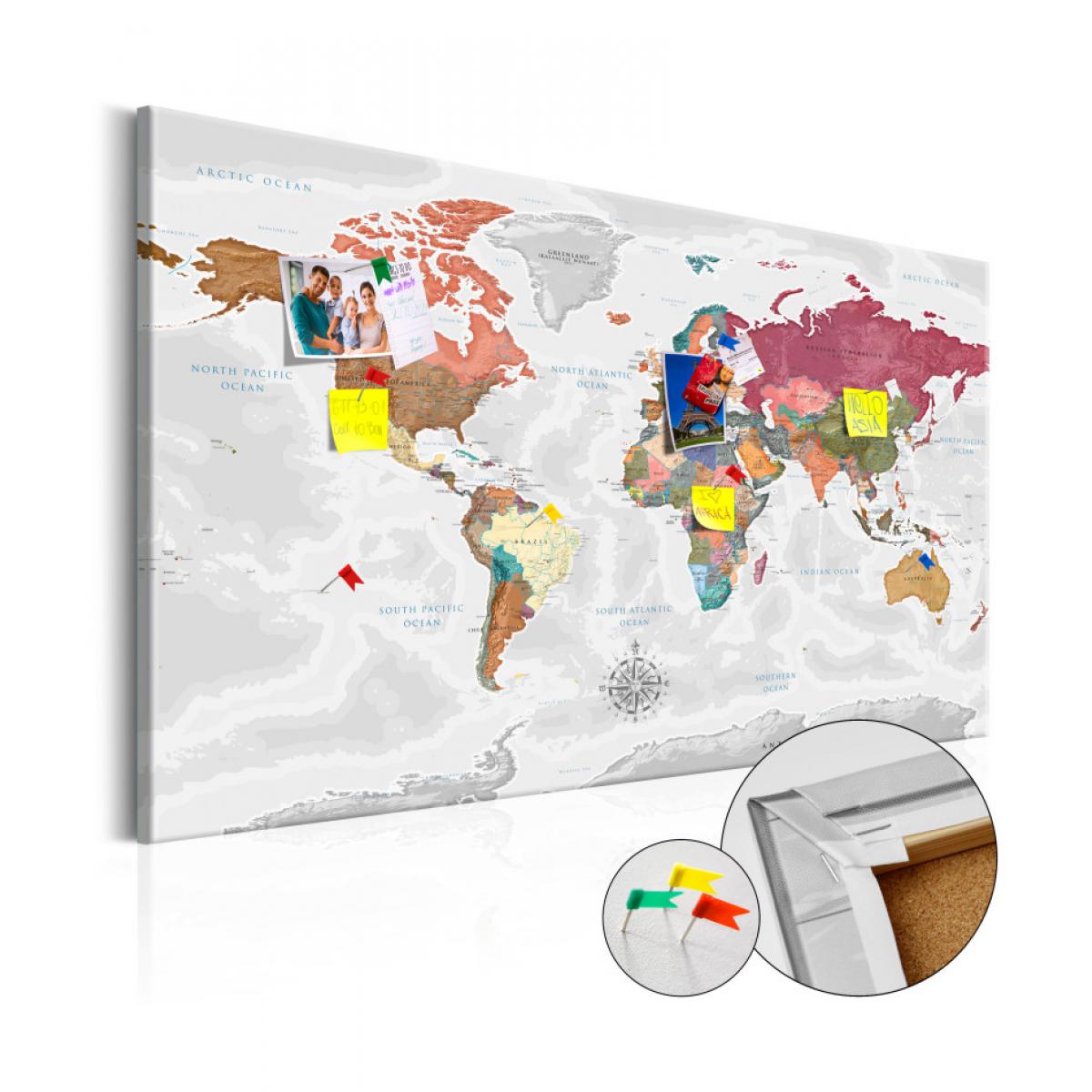 Artgeist - Tableau en liège - Travel Around the World [Cork Map] 90x60 - Tableaux, peintures