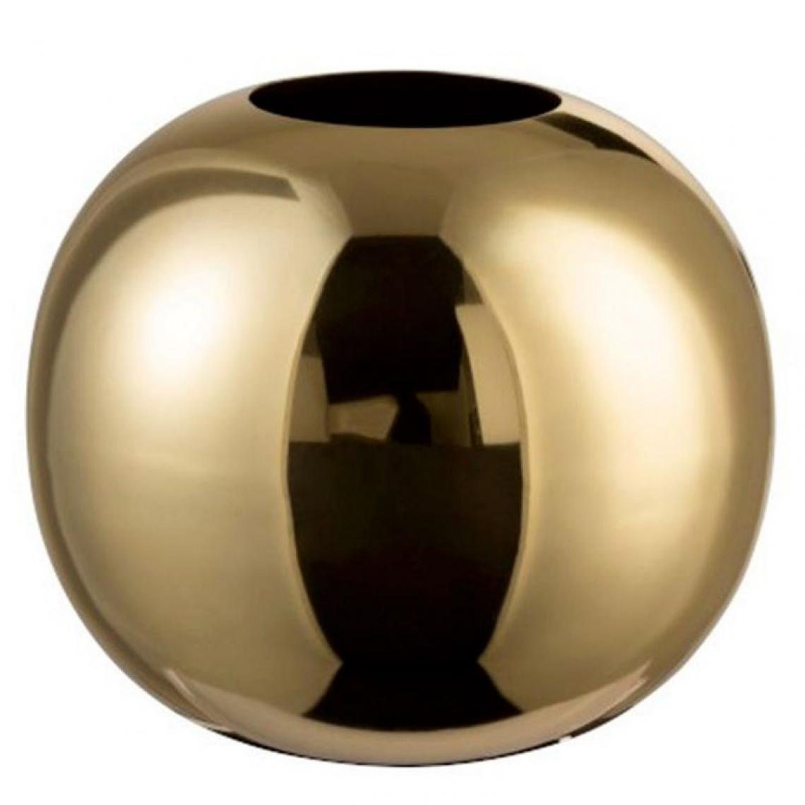 Paris Prix - Vase Rond Design en Acier Brillant 20cm Or - Vases