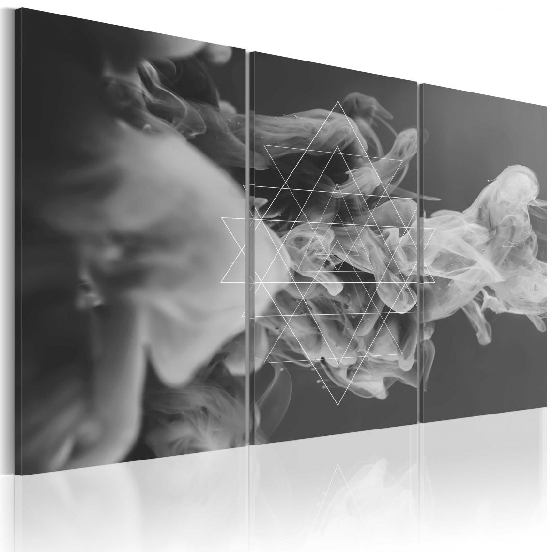 Decoshop26 - Tableau sur toile en 3 panneaux décoration murale image imprimée cadre en bois à suspendre Fumée et symétrie 90x60 cm 11_0002168 - Tableaux, peintures