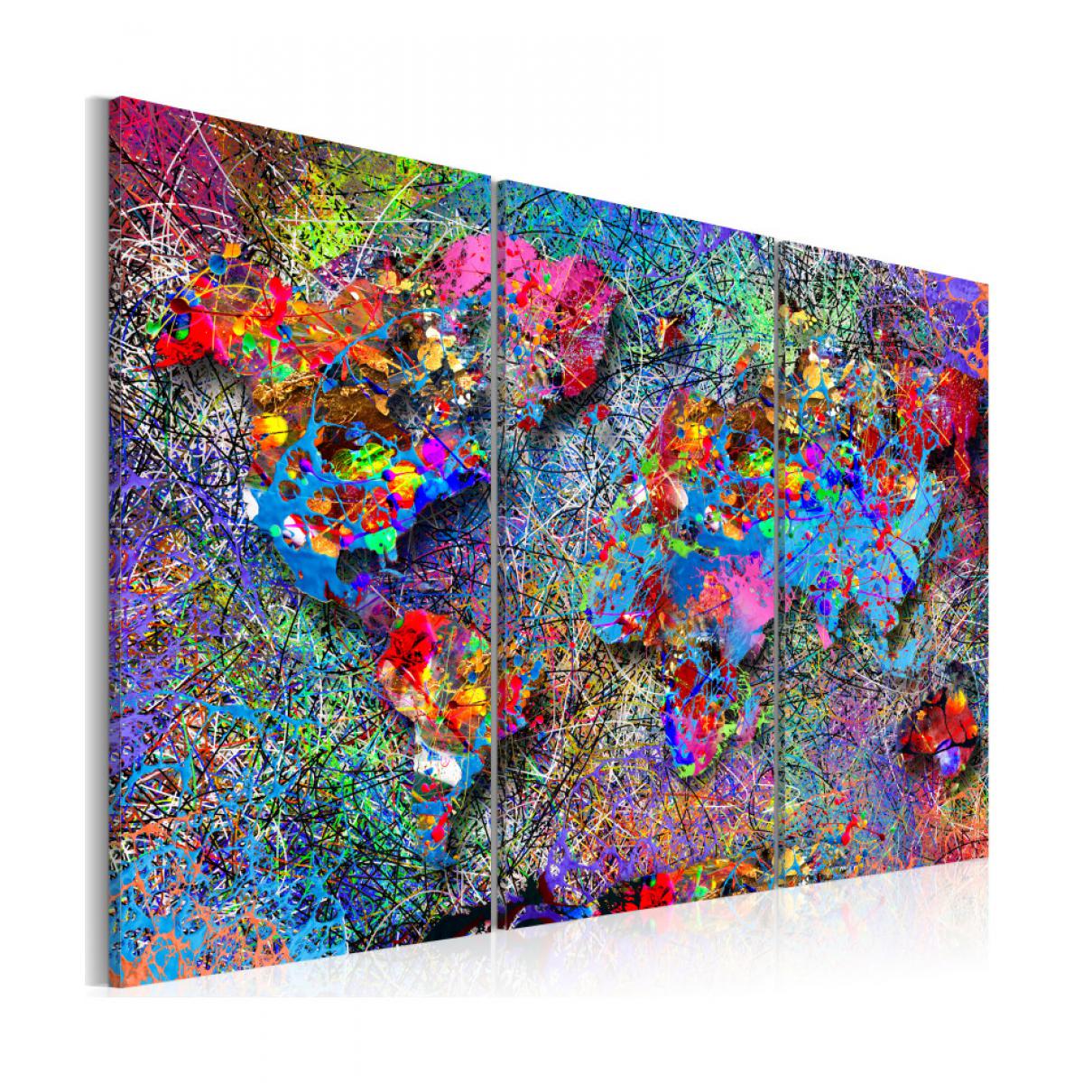 Artgeist - Tableau - World Map: Colourful Whirl 90x60 - Tableaux, peintures